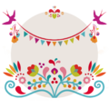 Bunte dekorative Illustration mit Blumen und Vögeln